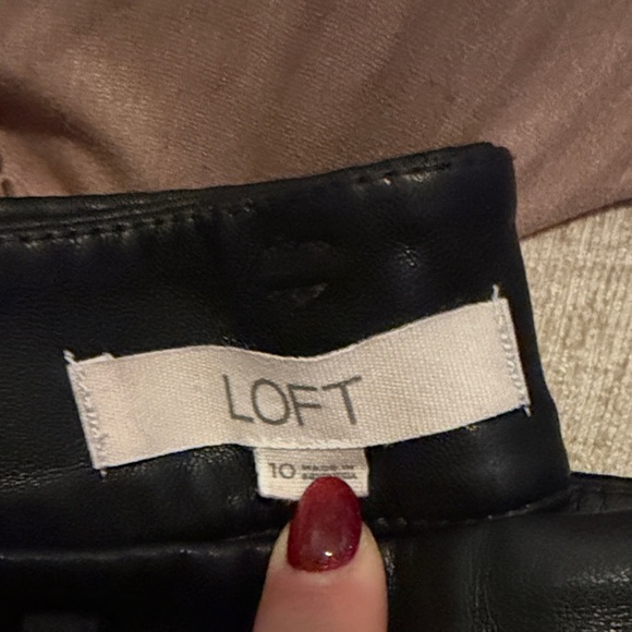 LOFT Black Straight Leg Leather Pants - Picture 4 of 4